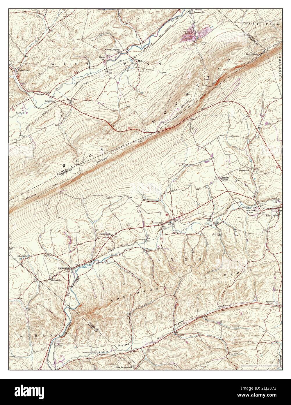 New Tripoli, Pennsylvania, map 1956, 124000, United States of America