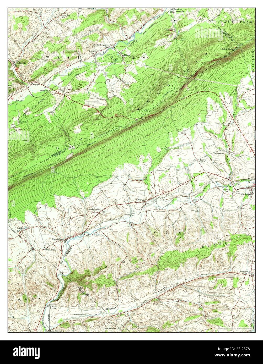 New Tripoli, Pennsylvania, map 1956, 124000, United States of America