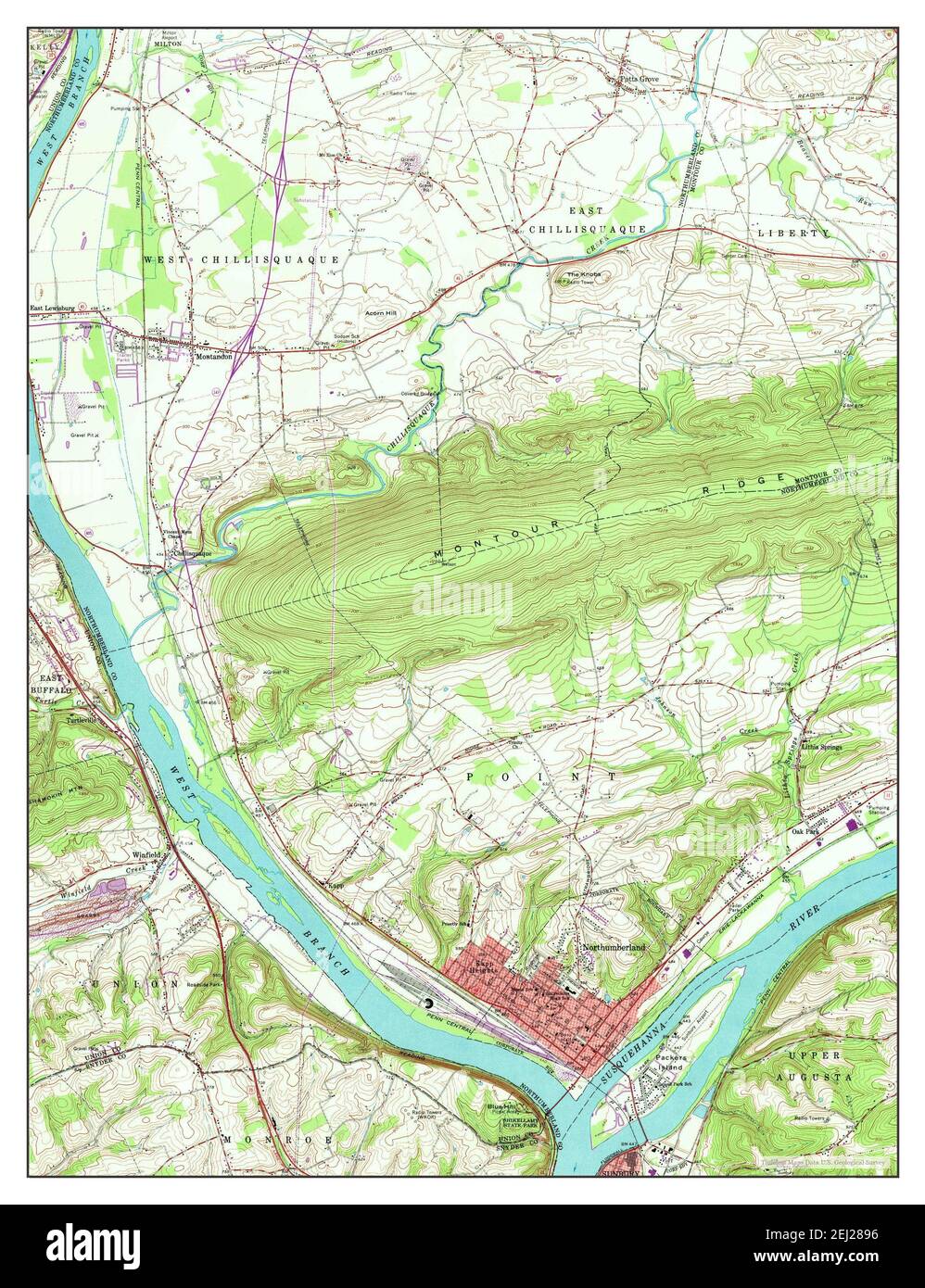 Northumberland, Pennsylvania, map 1965, 1:24000, United States of America by Timeless Maps, data U.S. Geological Survey Stock Photo