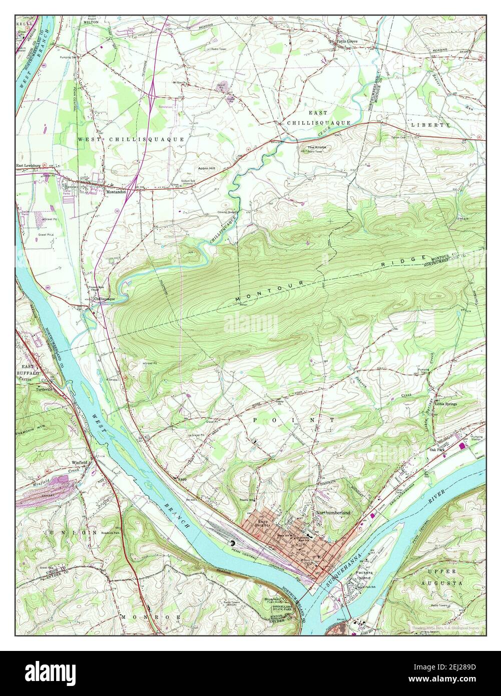 Northumberland, Pennsylvania, map 1965, 1:24000, United States of America by Timeless Maps, data U.S. Geological Survey Stock Photo
