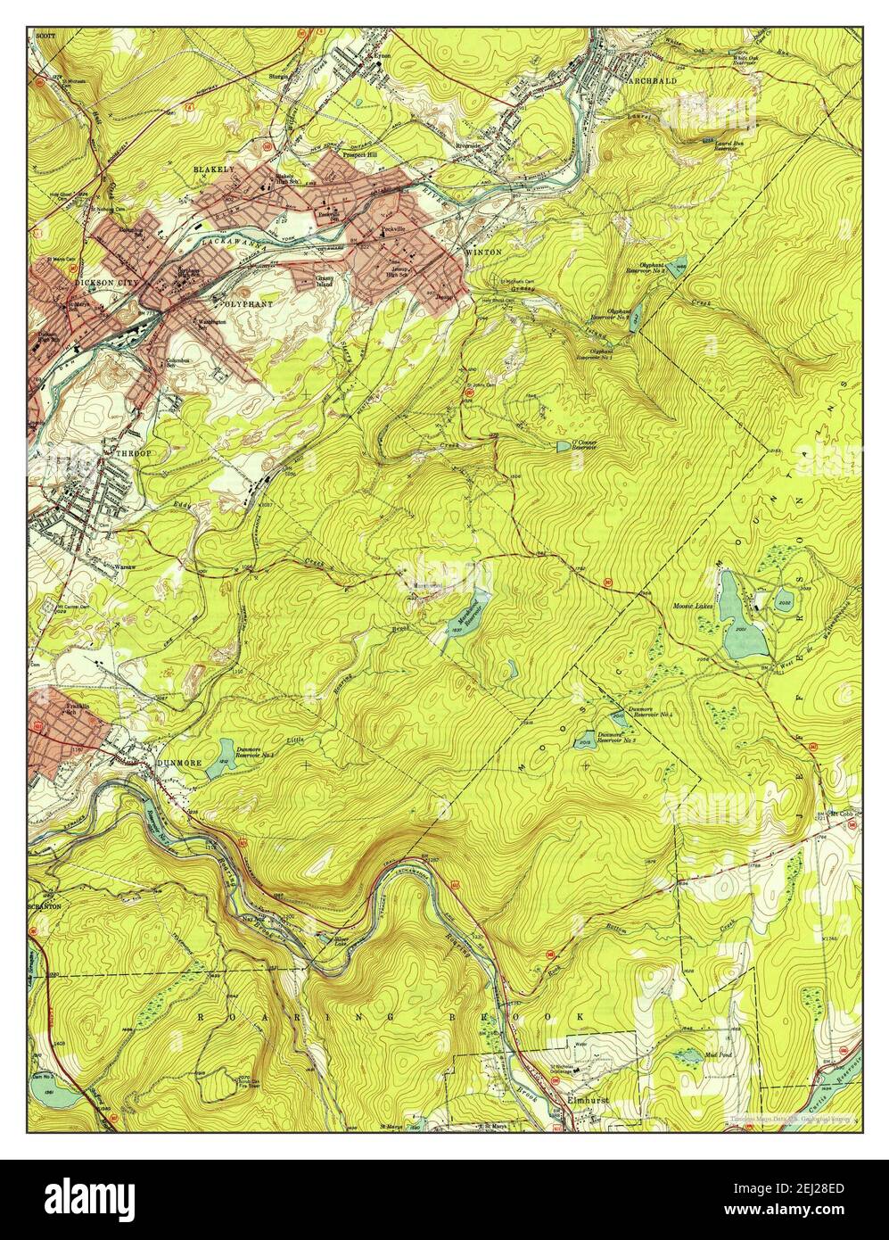 Olyphant, Pennsylvania, map 1948, 124000, United States of America by