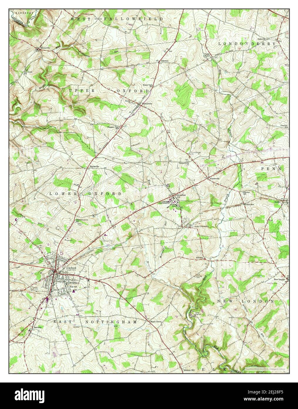 Oxford, Pennsylvania, map 1953, 1:24000, United States of America by Timeless Maps, data U.S. Geological Survey Stock Photo