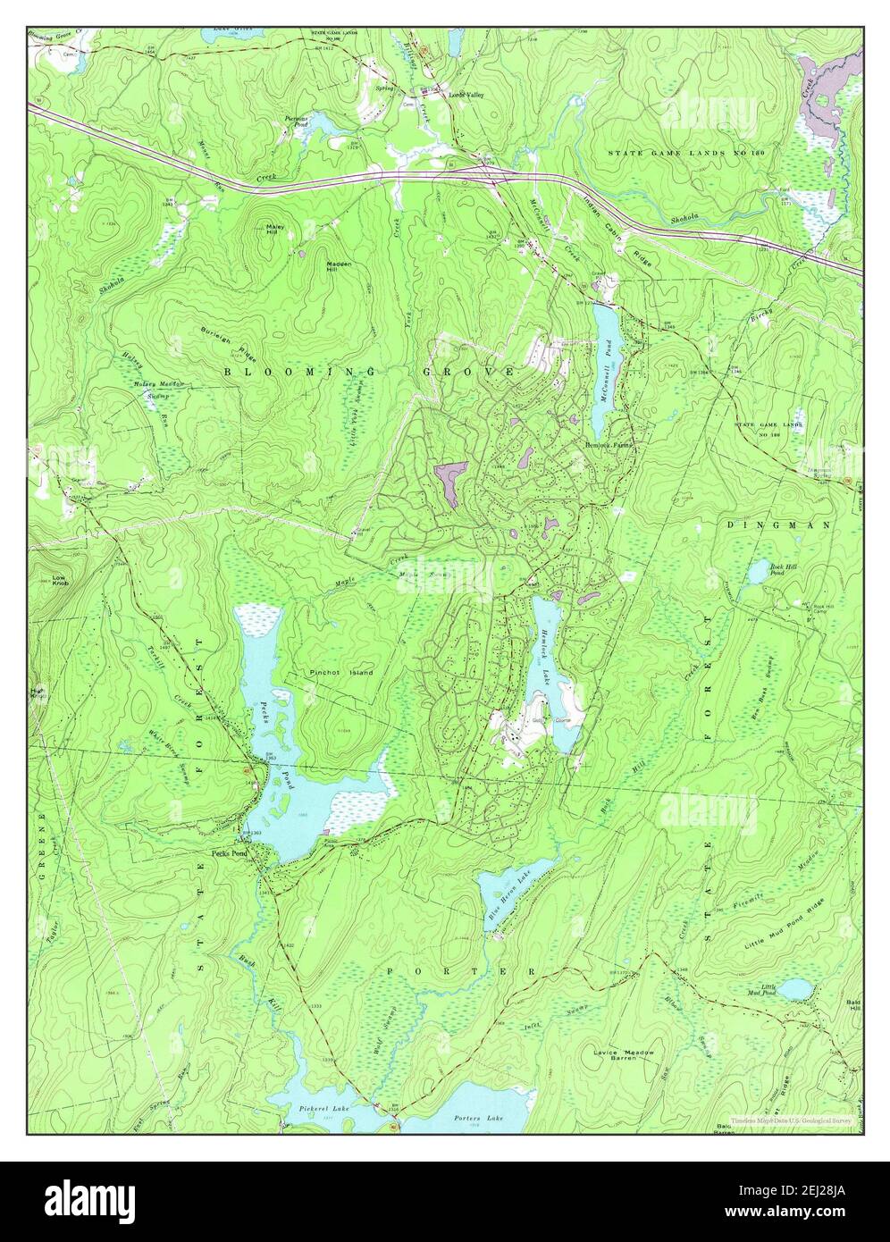 Pecks Pond, Pennsylvania, map 1966, 124000, United States of America