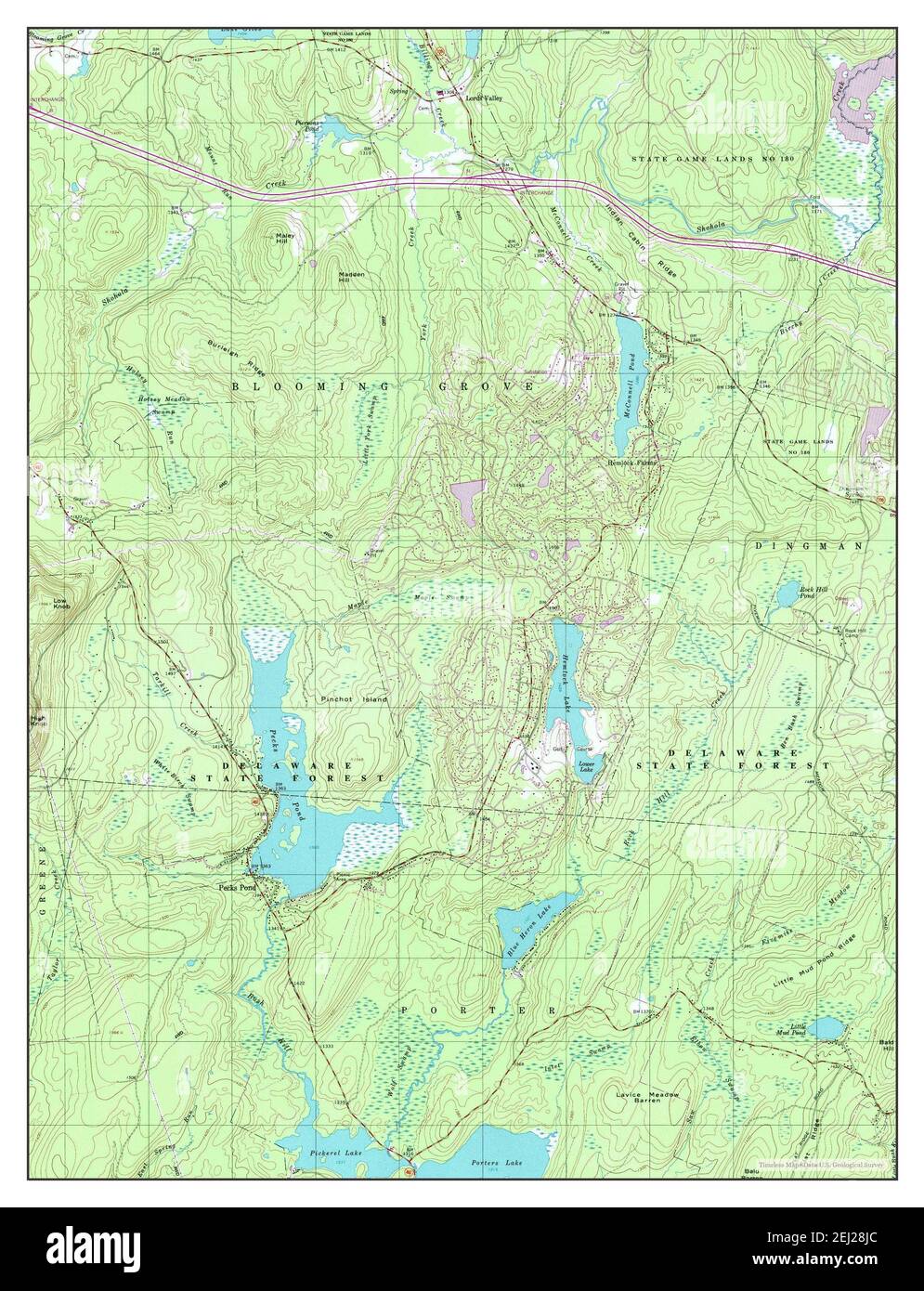 Pecks Pond, Pennsylvania, map 1997, 124000, United States of America