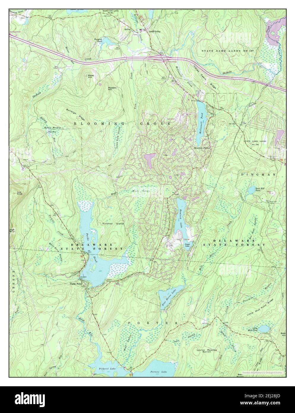 Pecks Pond, Pennsylvania, map 1992, 124000, United States of America