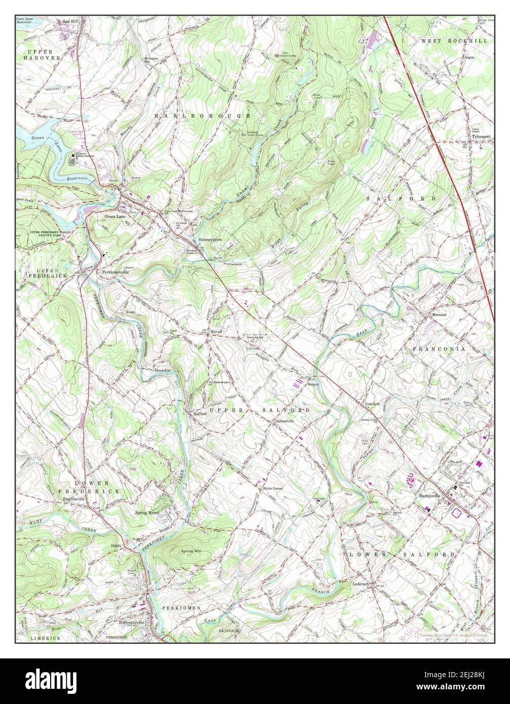 Perkiomenville, Pennsylvania, map 1960, 124000, United States of