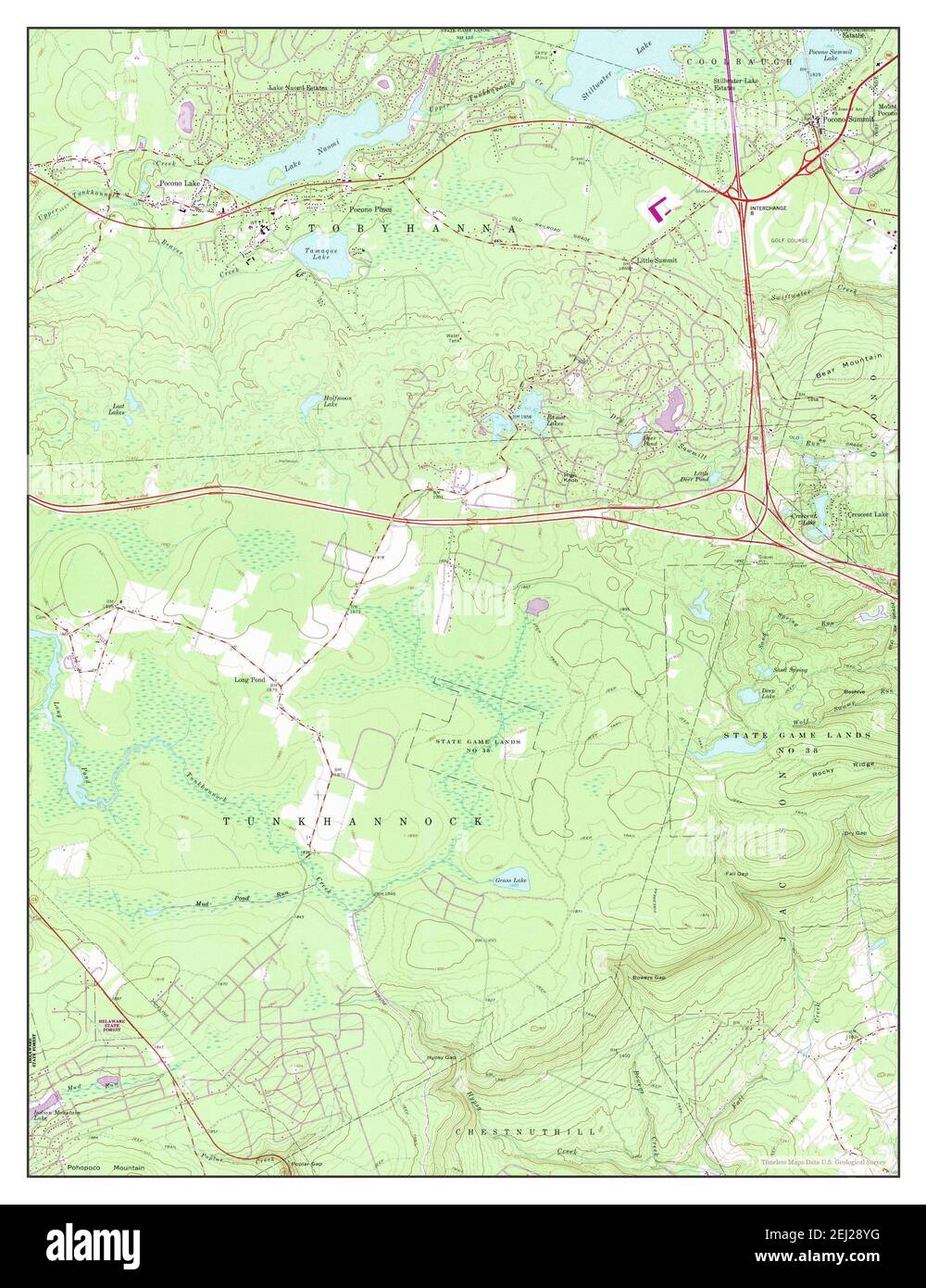 Pocono Pines, Pennsylvania, map 1966, 124000, United States of America