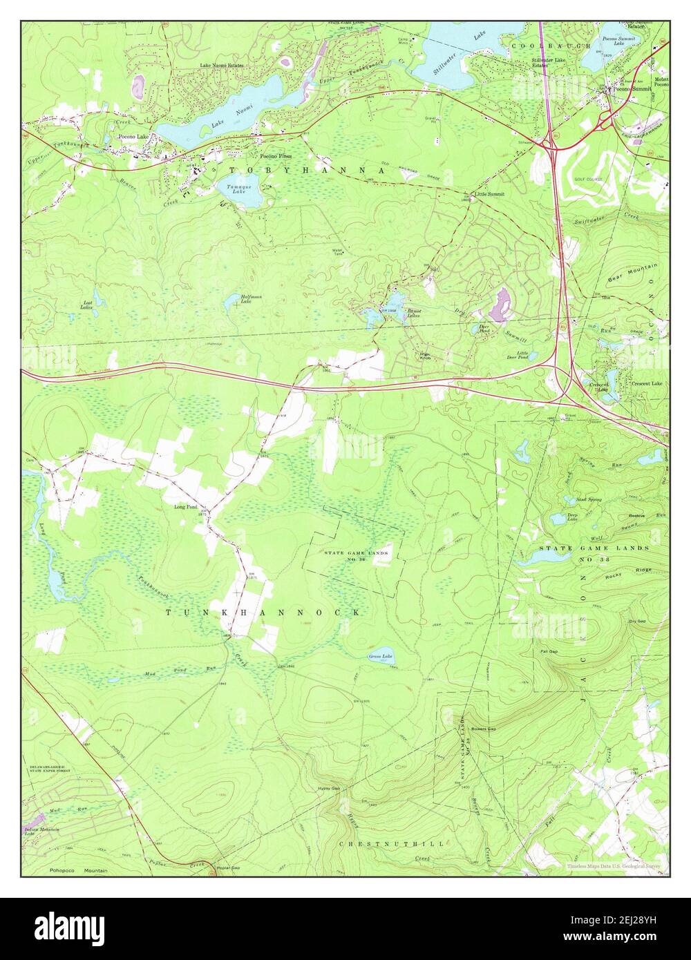 Pocono Pines, Pennsylvania, map 1966, 124000, United States of America