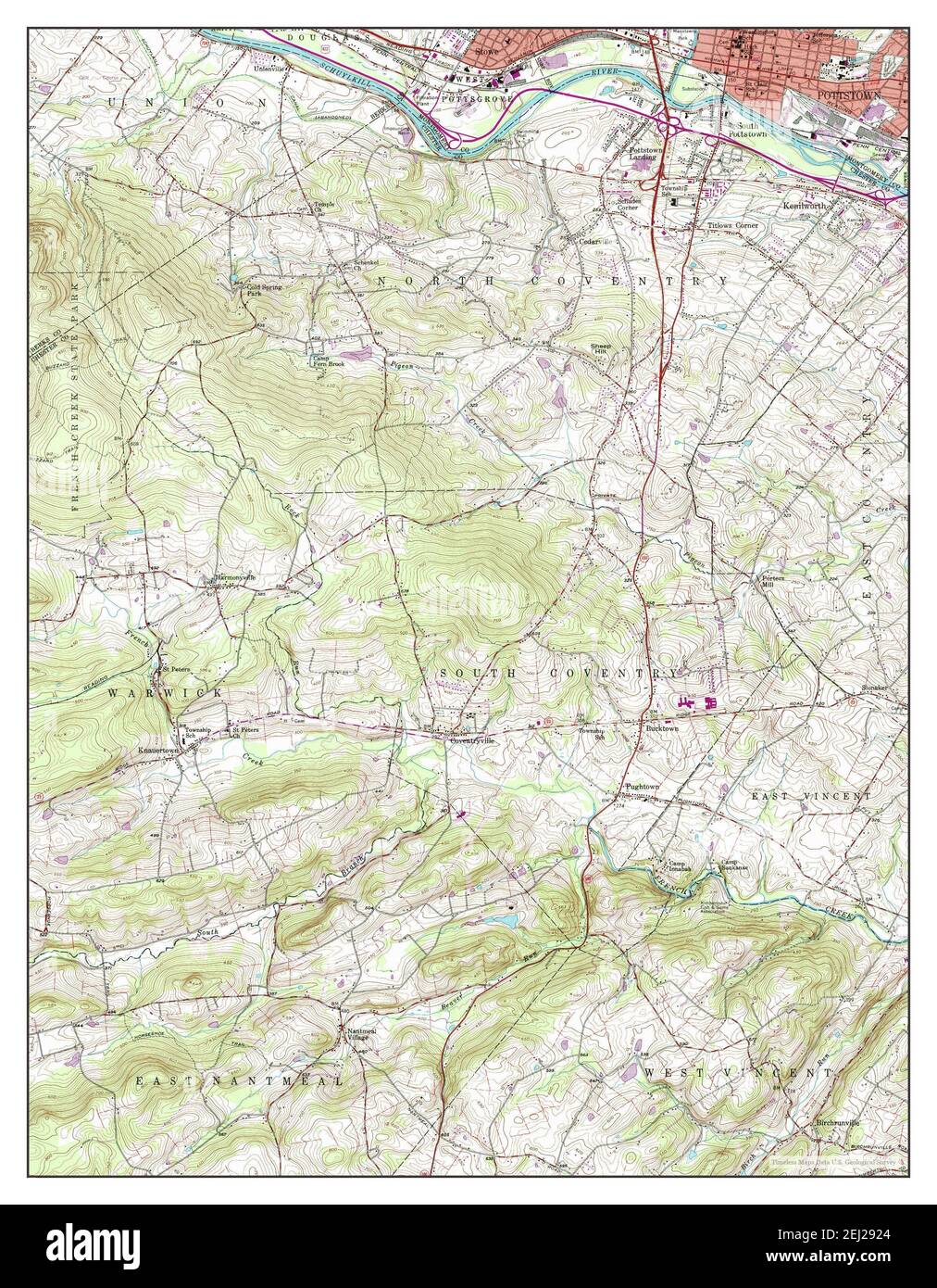 Pottstown, Pennsylvania, map 1956, 124000, United States of America by