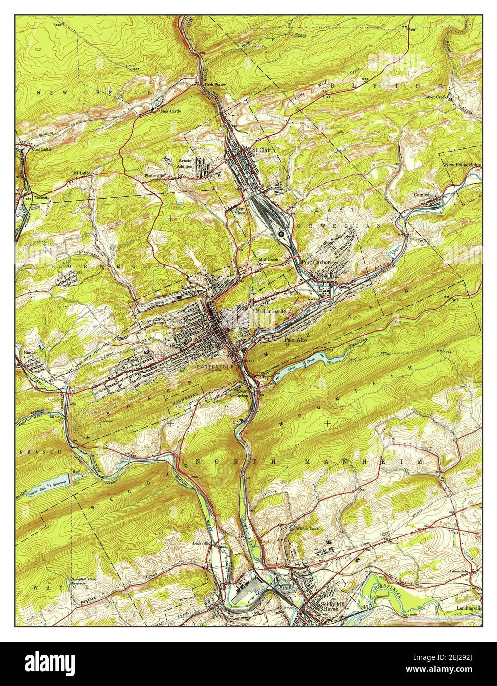 Pottsville, Pennsylvania, map 1944, 124000, United States of America by Timeless Maps, data U.S