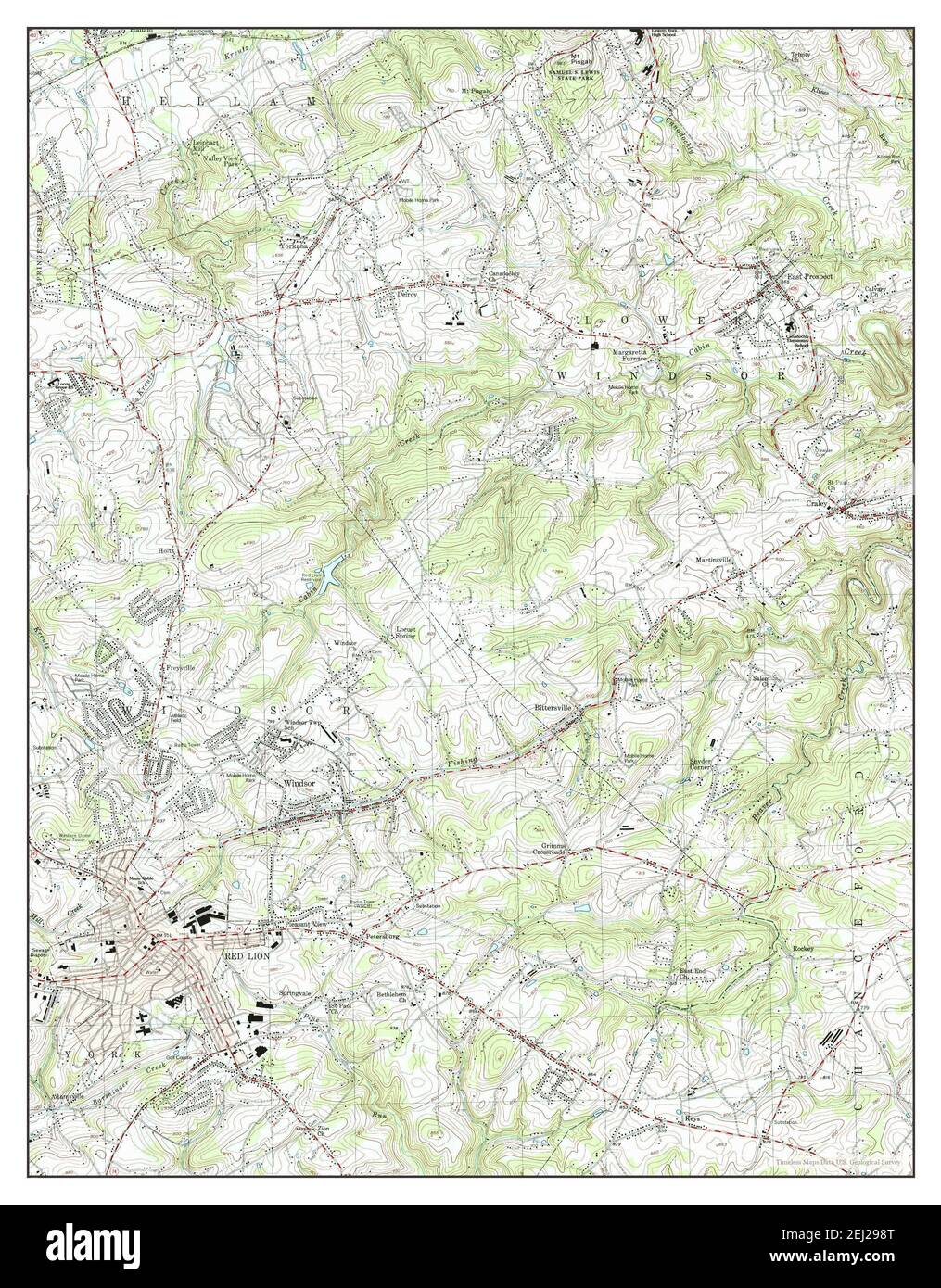 Antique Red Lion, Pennsylvania 1953 US Geological Survey Topographic 2024 Map – York County, Hellam, Windsor, Chanceford, Springettsbury, PA