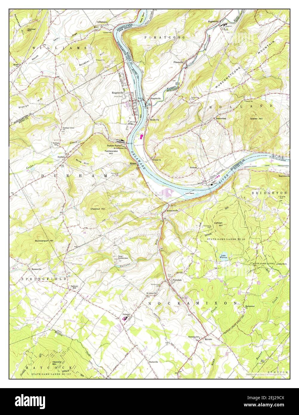 Riegelsville, Pennsylvania, map 1956, 124000, United States of America