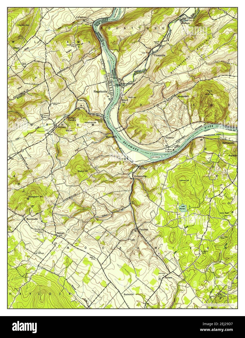 Riegelsville, Pennsylvania, map 1953, 124000, United States of America