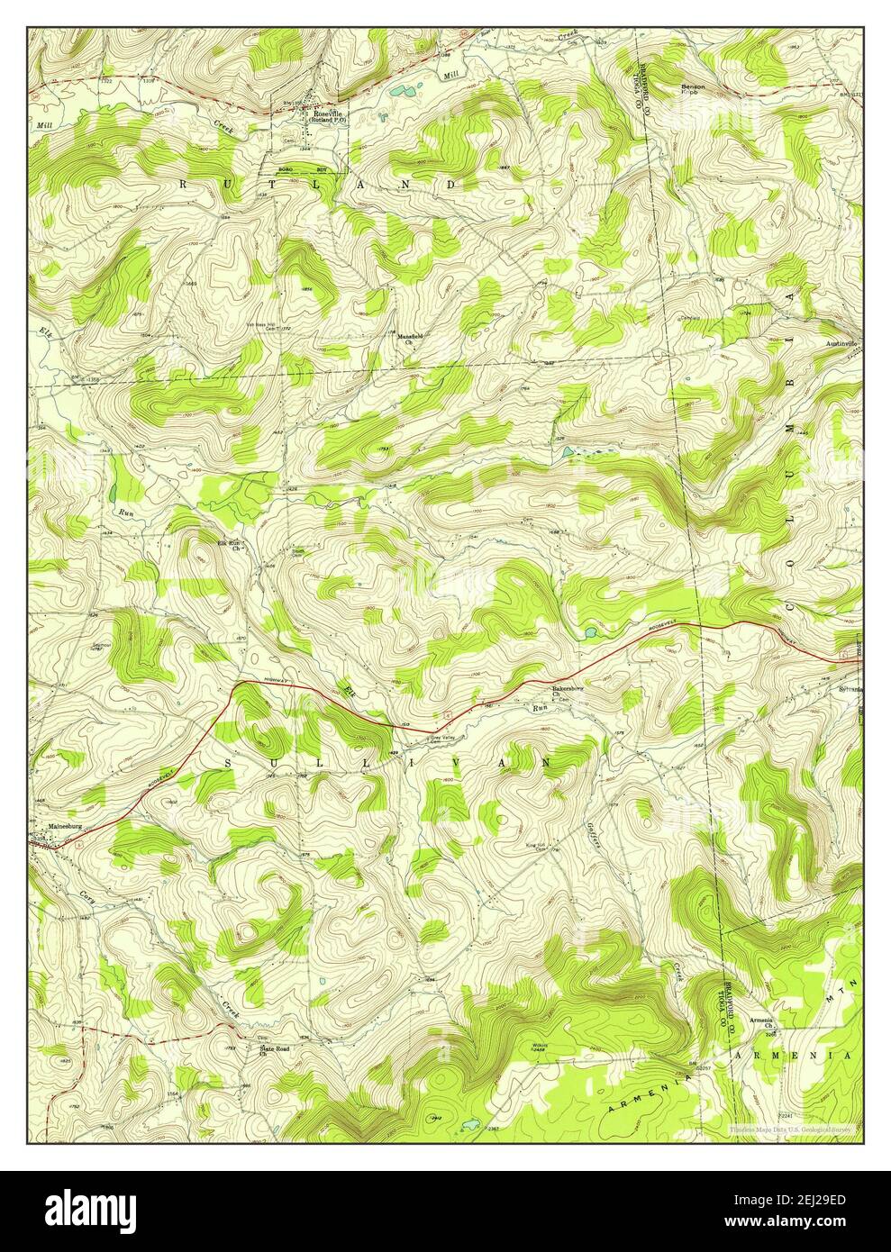 Roseville, Pennsylvania, map 1953, 124000, United States of America by