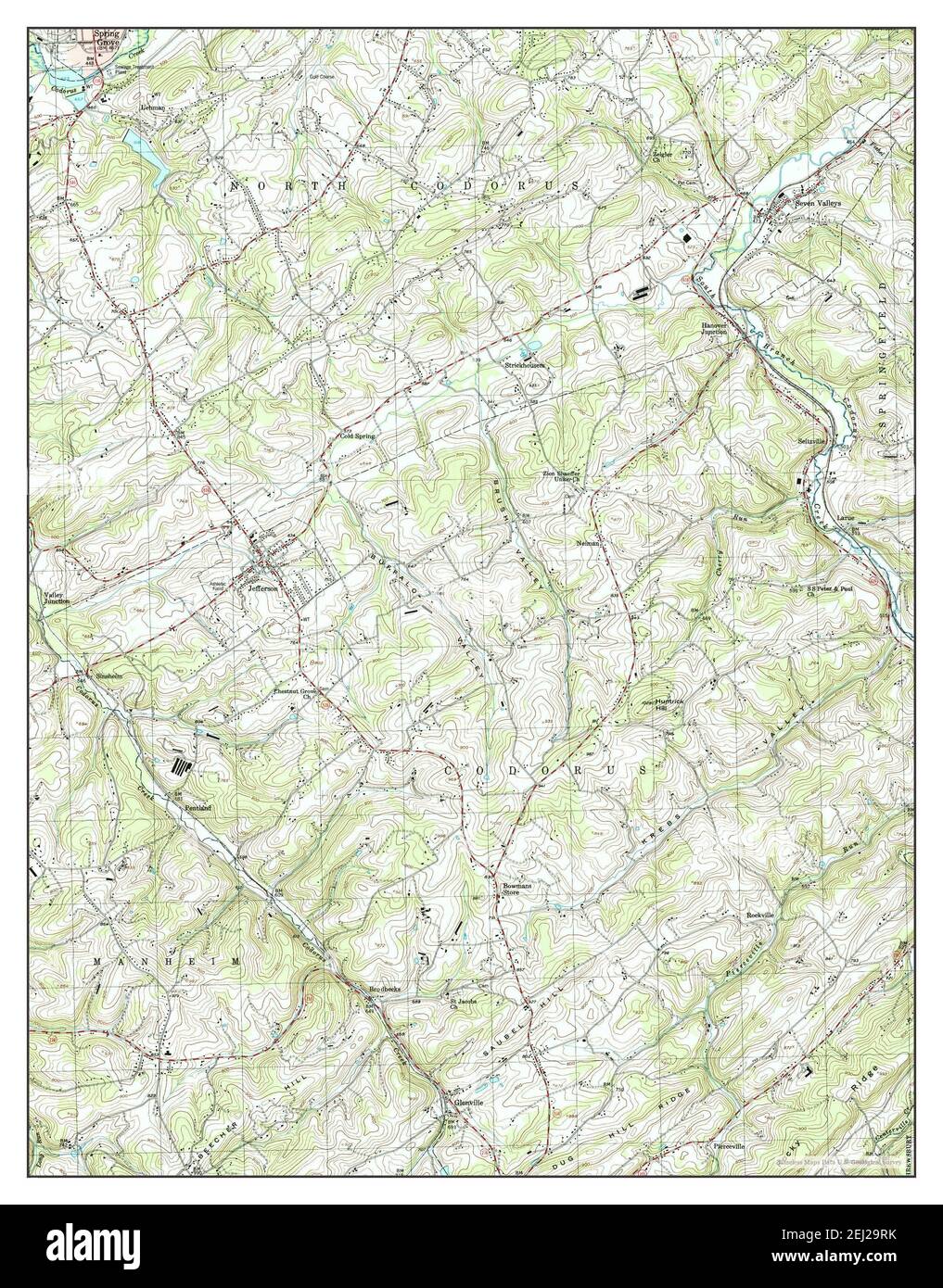 Seven Valleys, Pennsylvania, map 1999, 124000, United States of