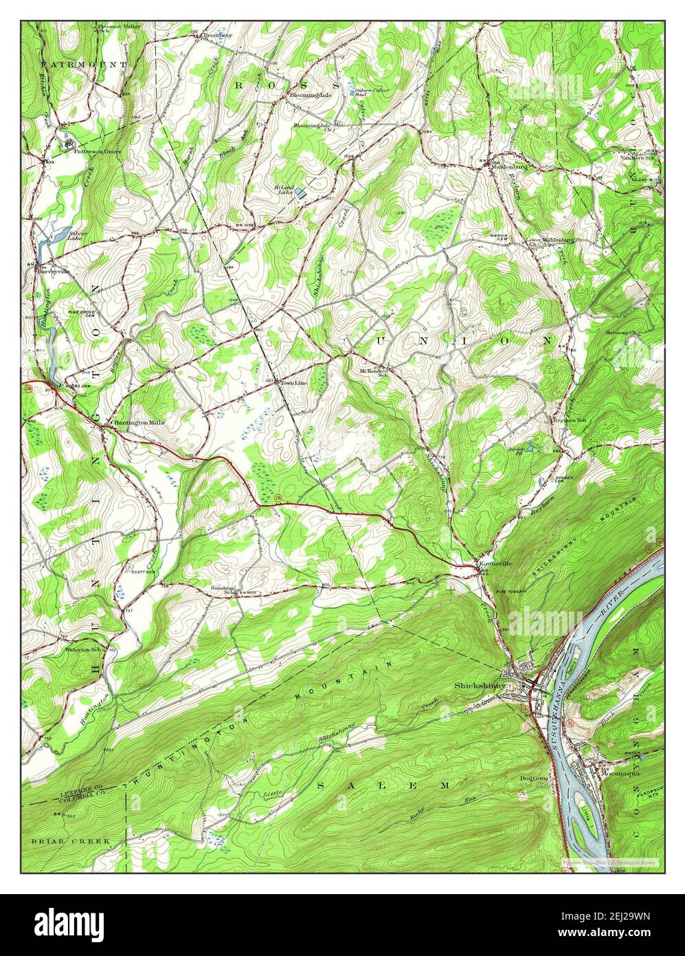 Shickshinny, Pennsylvania, map 1954, 124000, United States of America