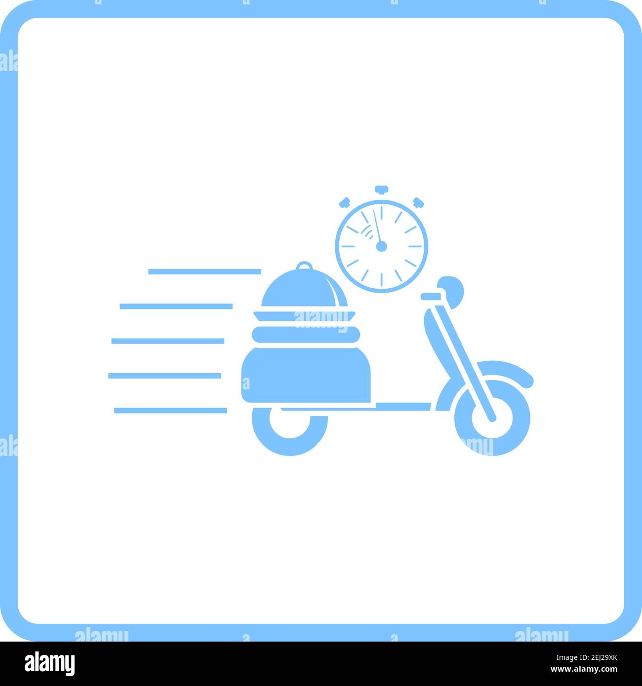 Restaurant Scooter Delivery Icon. Blue Frame Design. Vector Illustration. Stock Vector