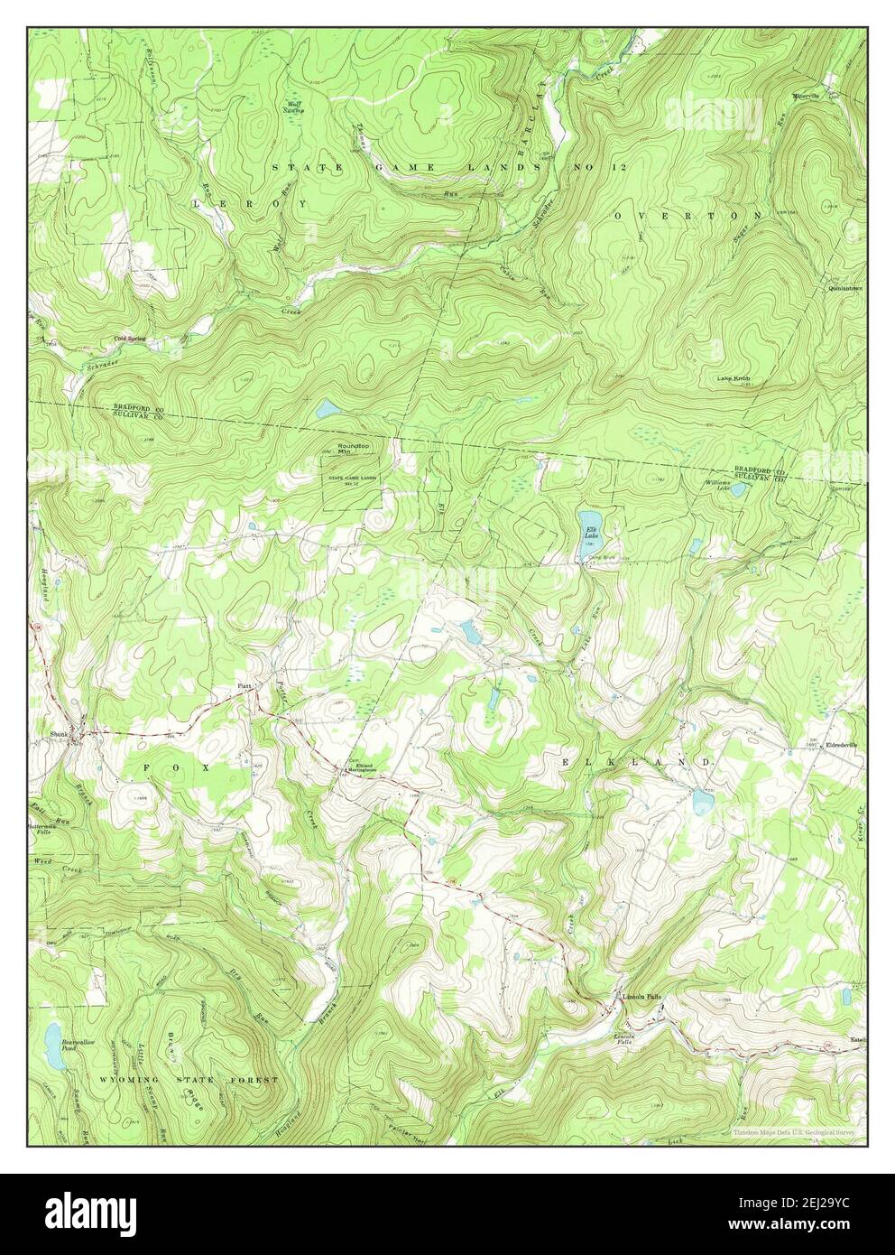 Shunk, Pennsylvania, map 1970, 124000, United States of America by Timeless Maps, data U.S