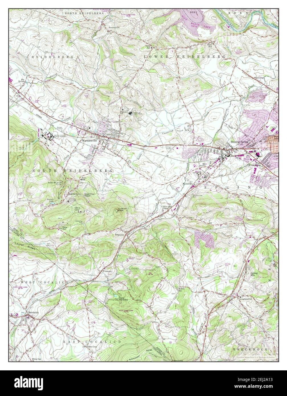 Sinking Spring, Pennsylvania, map 1955, 124000, United States of