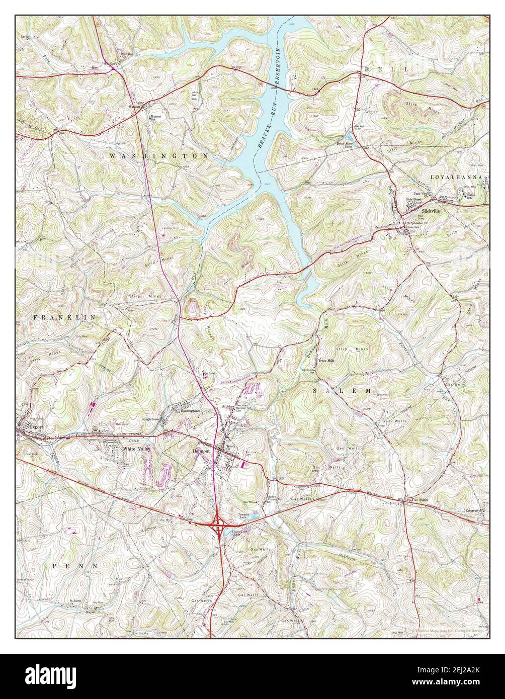 Slickville, Pennsylvania, map 1954, 124000, United States of America