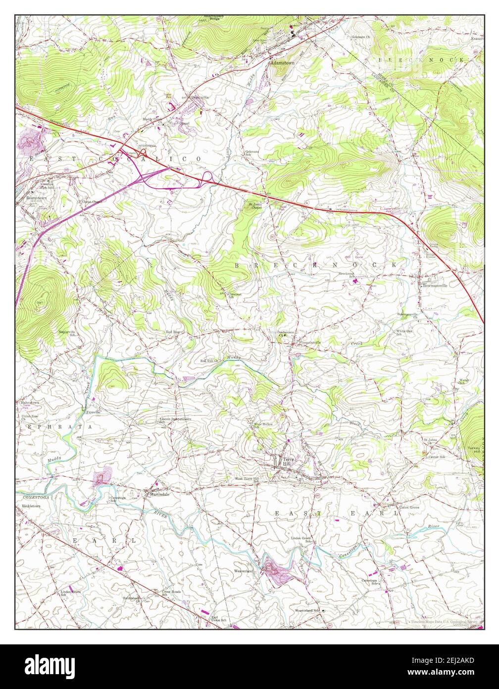 Terre Hill, Pennsylvania, map 1956, 124000, United States of America