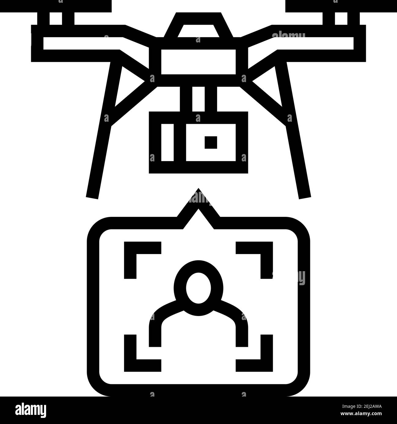 drone delivery and identificate with face id technology line icon vector illustration Stock Vector