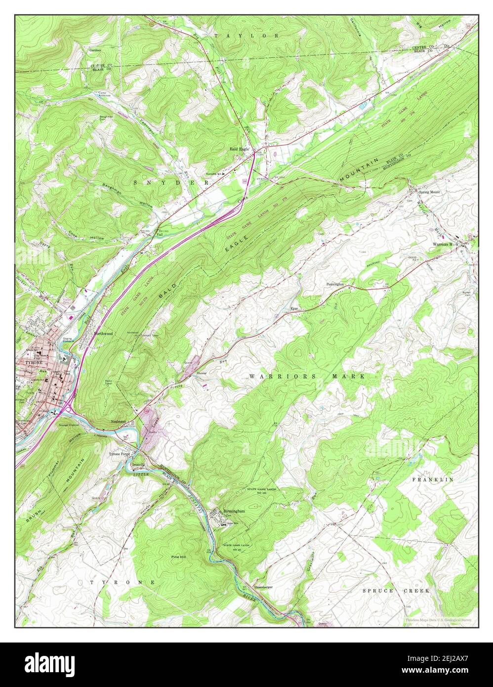 Tyrone, Pennsylvania, map 1963, 1:24000, United States of America by Timeless Maps, data U.S. Geological Survey Stock Photo