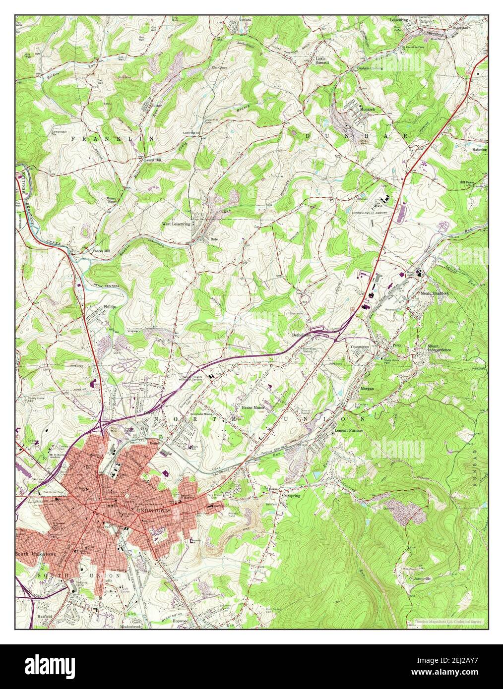 Uniontown, Pennsylvania, map 1963, 124000, United States of America by
