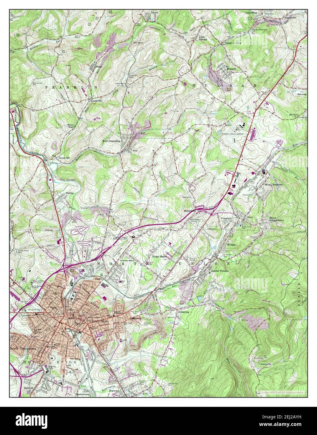 Uniontown, Pennsylvania, map 1963, 124000, United States of America by