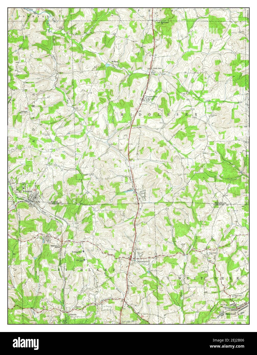 Valencia, Pennsylvania, map 1950, 124000, United States of America by