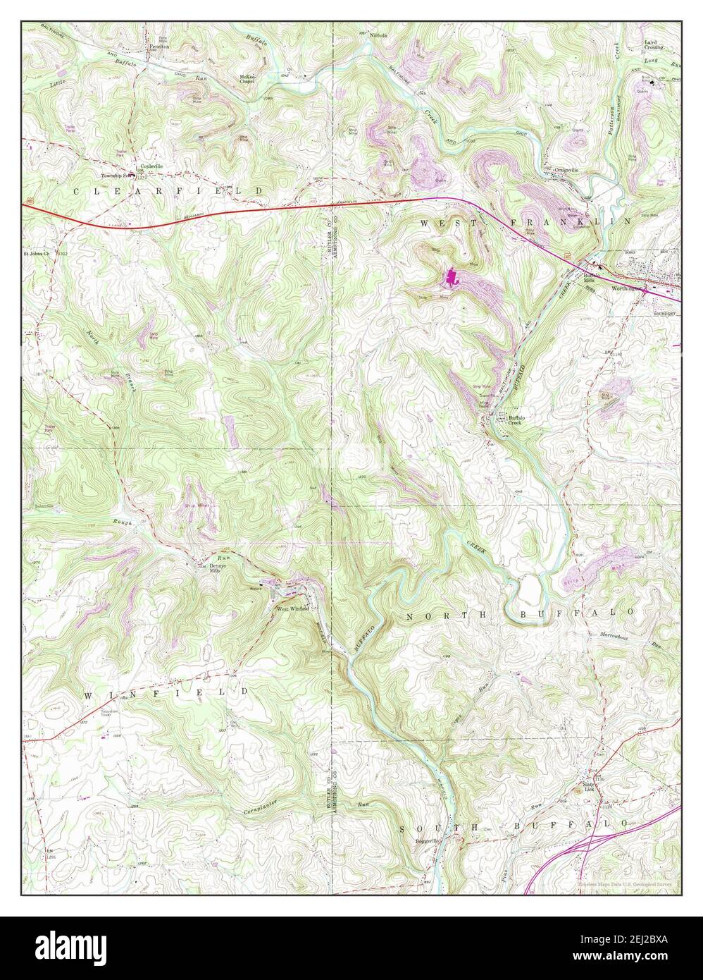 Worthington, Pennsylvania, map 1958, 124000, United States of America