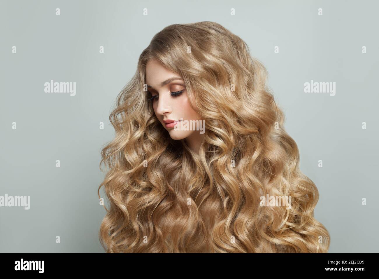 Blonde woman with long healthy hair, haircare concept Stock Photo