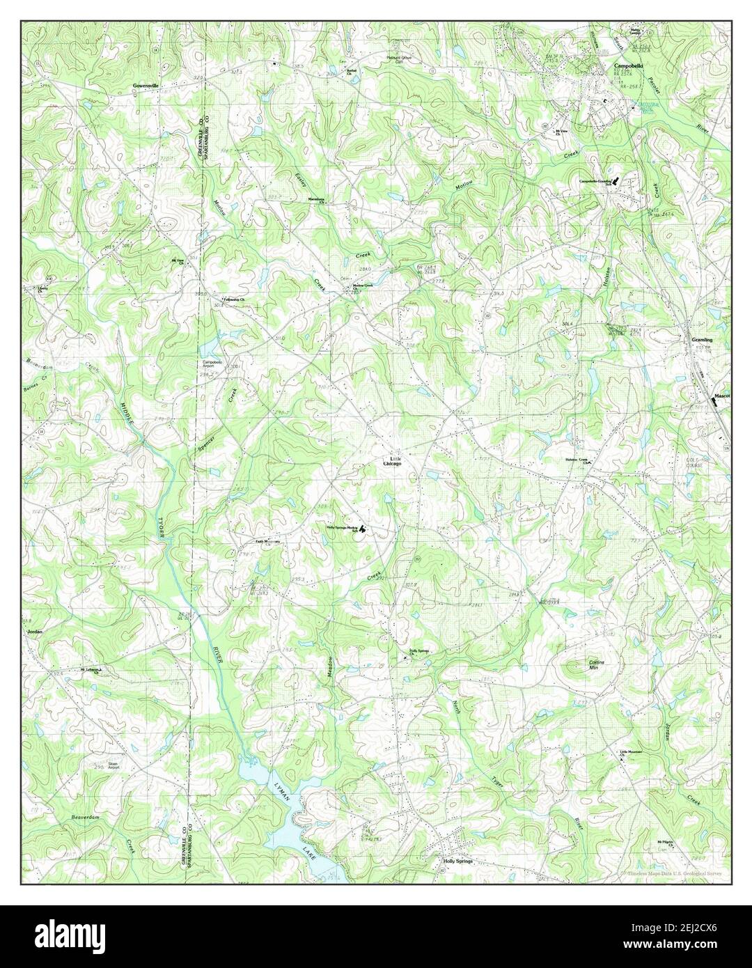 Campobello, South Carolina, map 1983, 124000, United States of America by Timeless Maps, data U