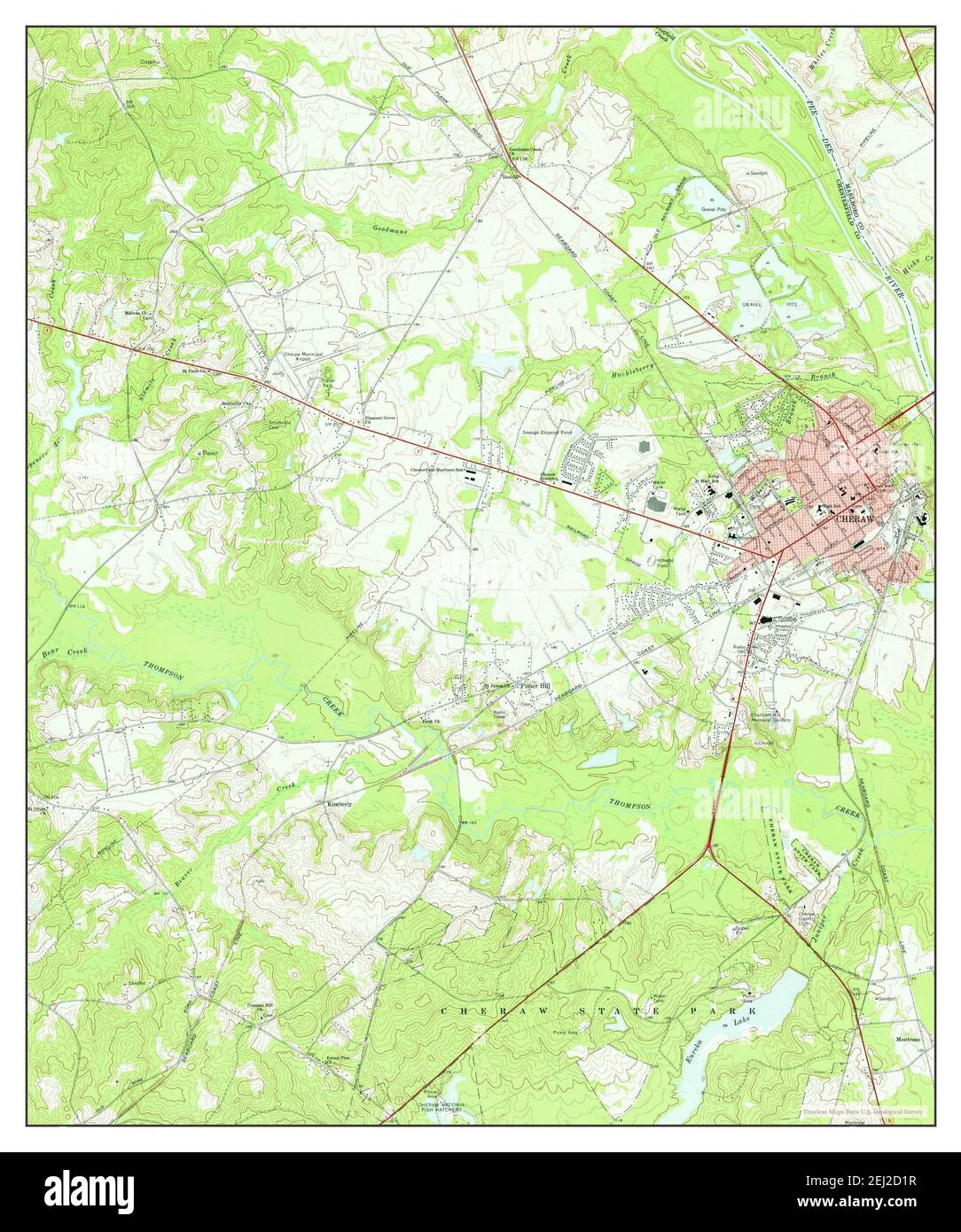 Cheraw, South Carolina, map 1971, 124000, United States of America by Timeless Maps, data U.S