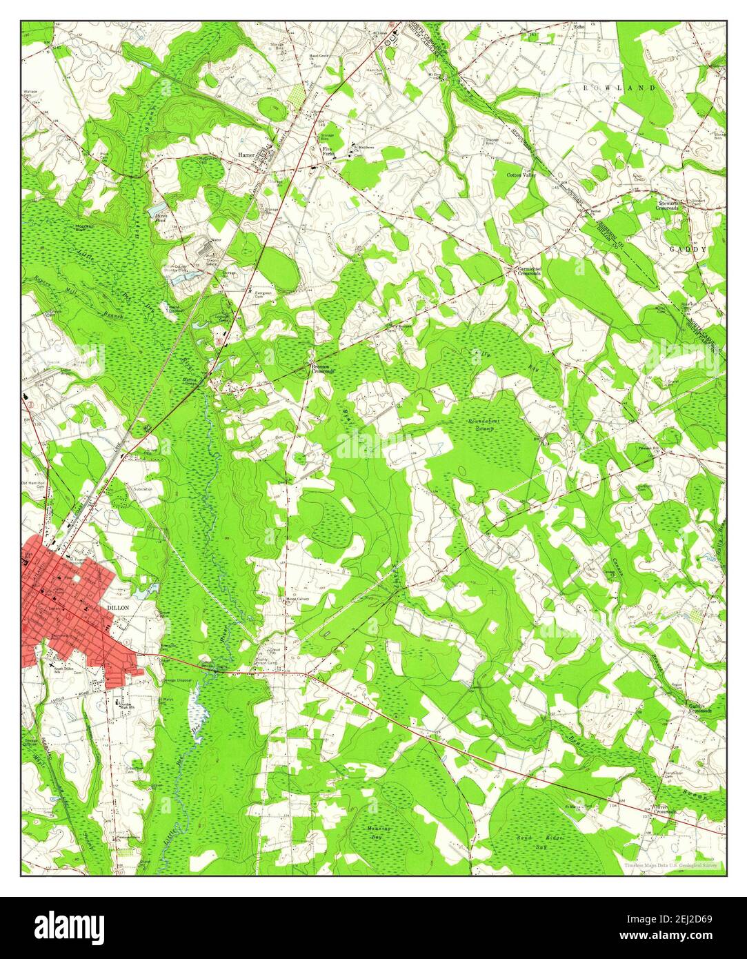 Dillon East, South Carolina, map 1960, 124000, United States of America by Timeless Maps, data