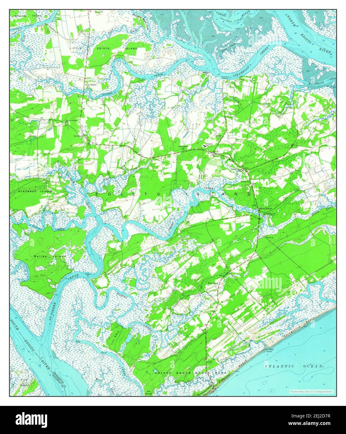 Edisto Island, South Carolina, map 1960, 124000, United States of