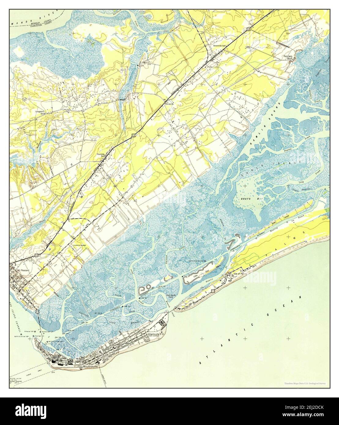 Fort Moultrie, South Carolina, map 1943, 1:24000, United States of America by Timeless Maps, data U.S. Geological Survey Stock Photo