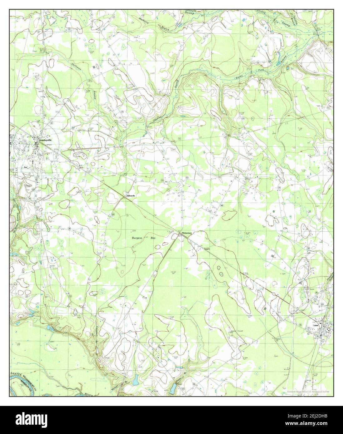 Greeleyville, South Carolina, map 1990, 124000, United States of