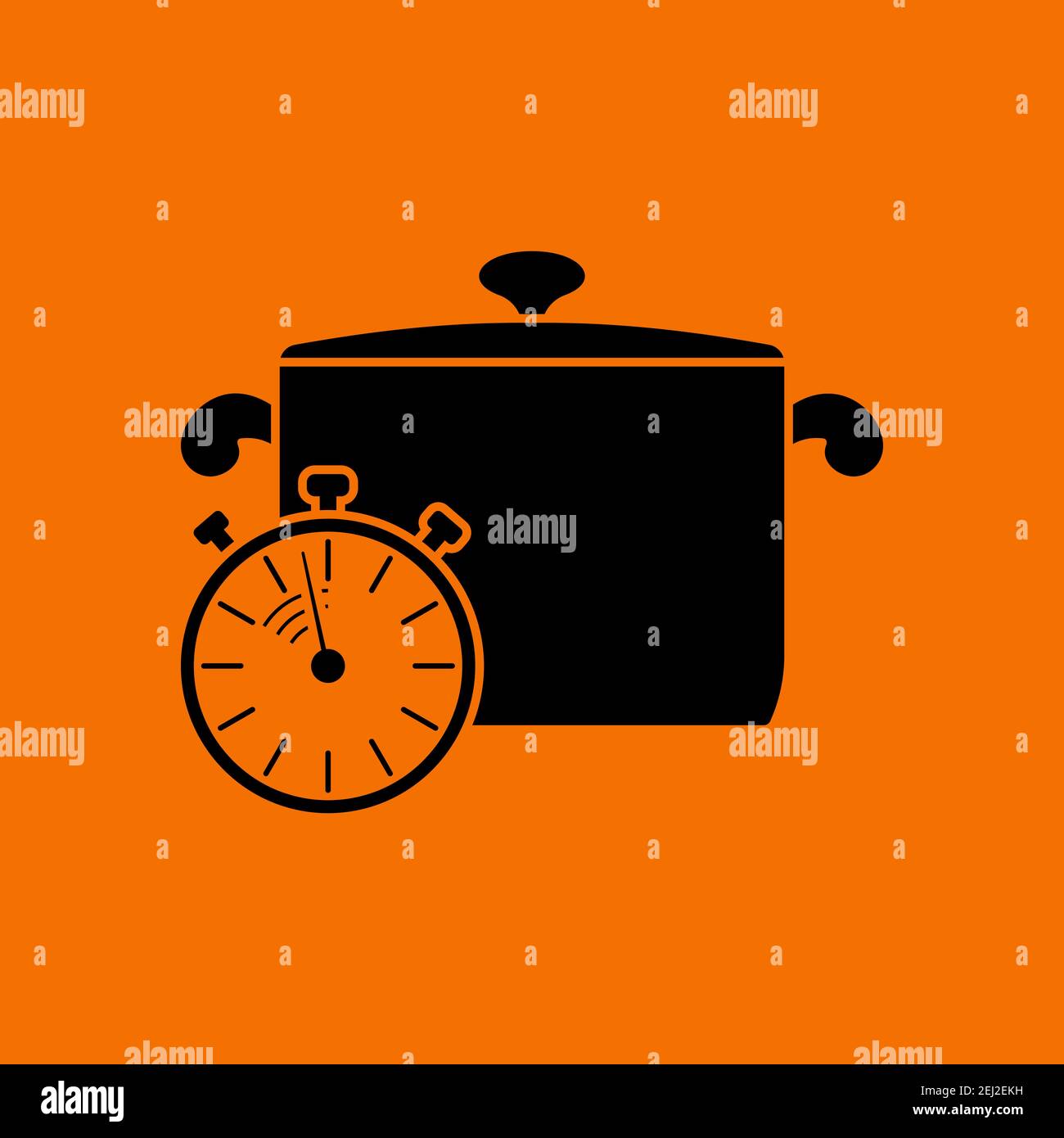 Pan With Stopwatch Icon. Black on Orange Background. Vector ...
