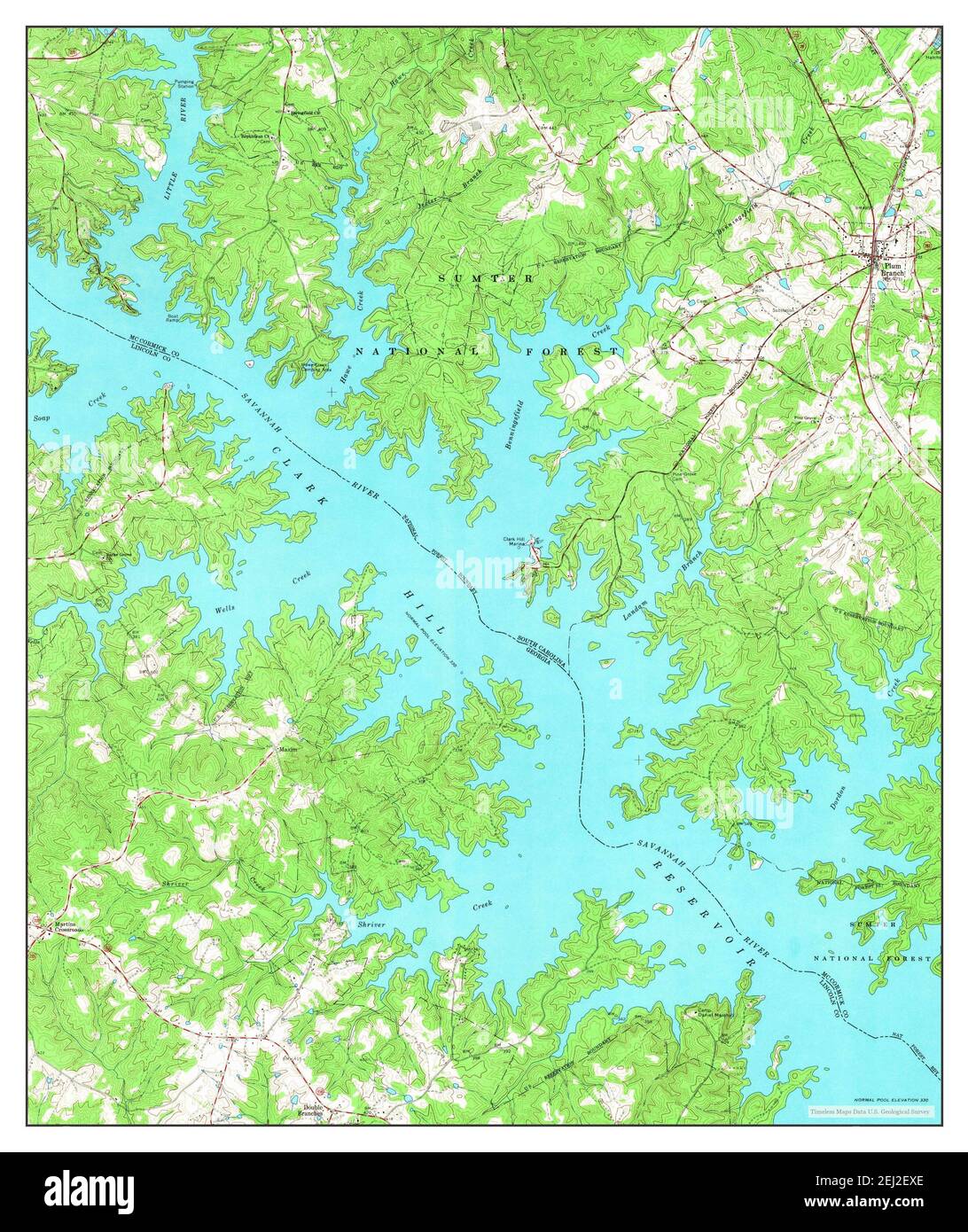Plum Branch, South Carolina, map 1964, 124000, United States of