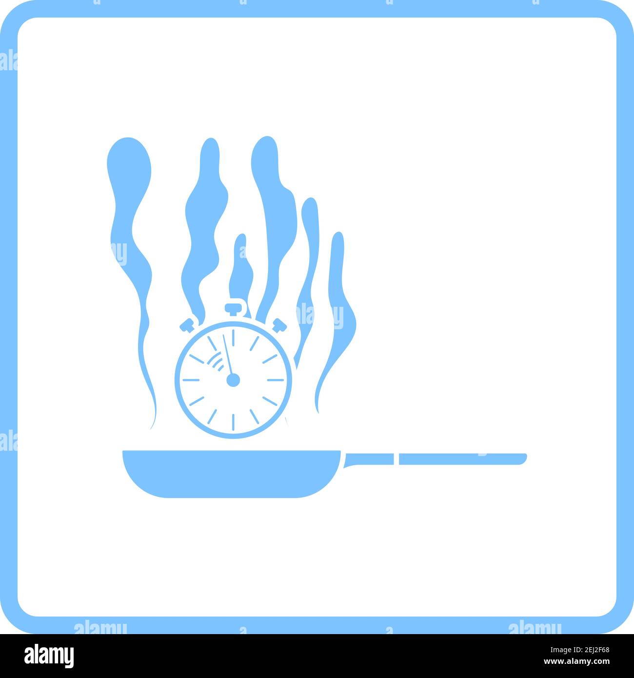Pan With Stopwatch Icon. Blue Frame Design. Vector Illustration. Stock Vector