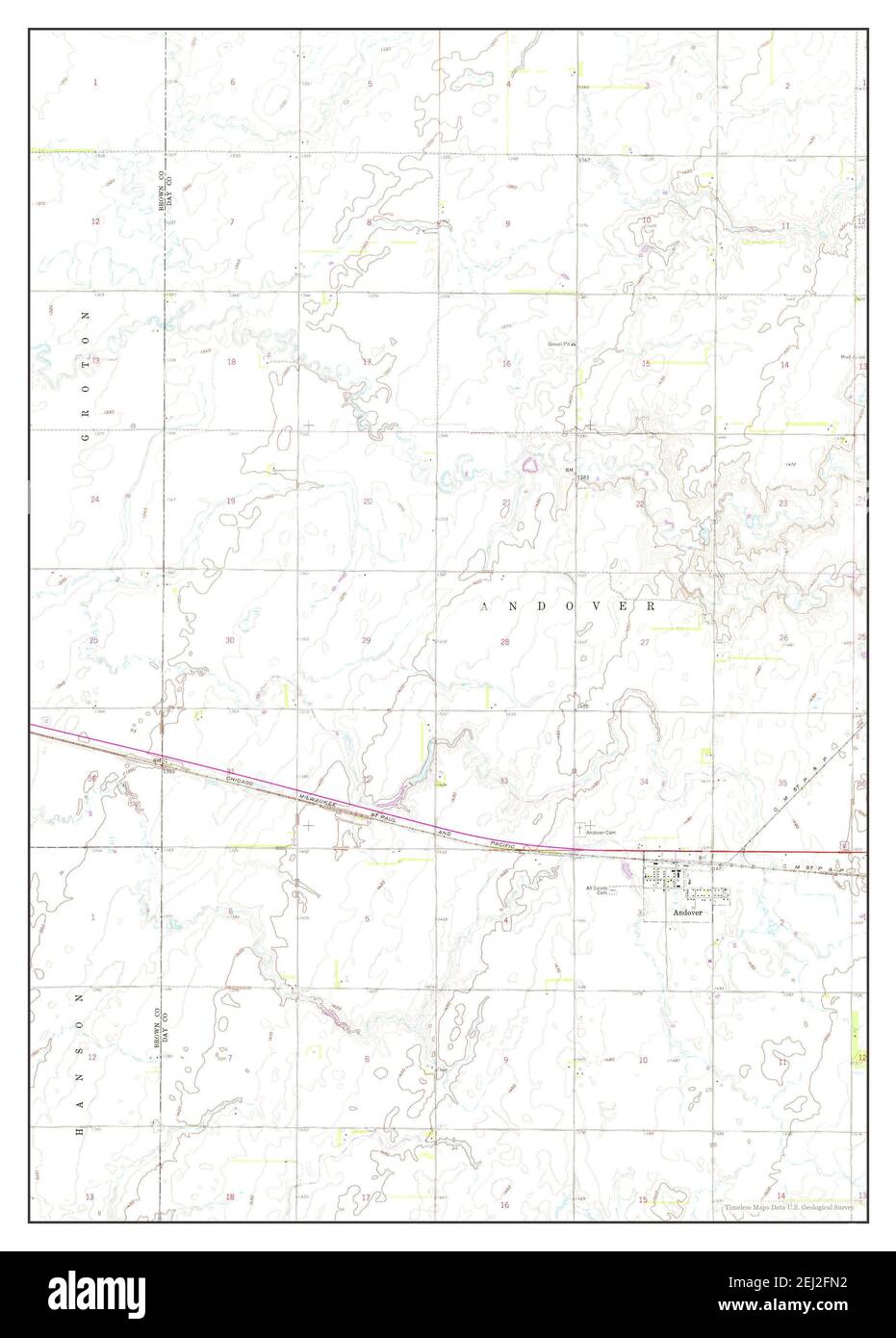 Andover, South Dakota, map 1958, 124000, United States of America by