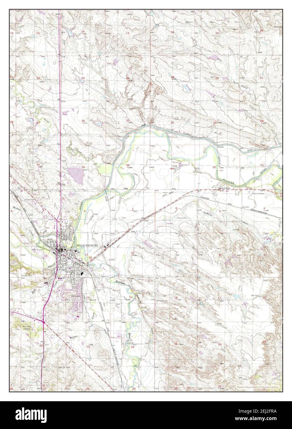 Belle Fourche, South Dakota, map 1954, 124000, United States of