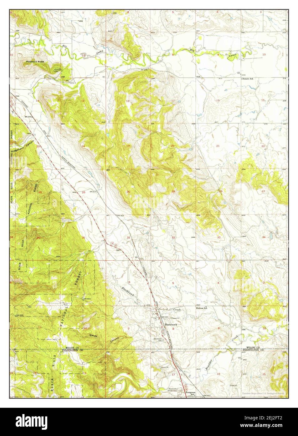 Blackhawk, South Dakota, map 1953, 124000, United States of America by