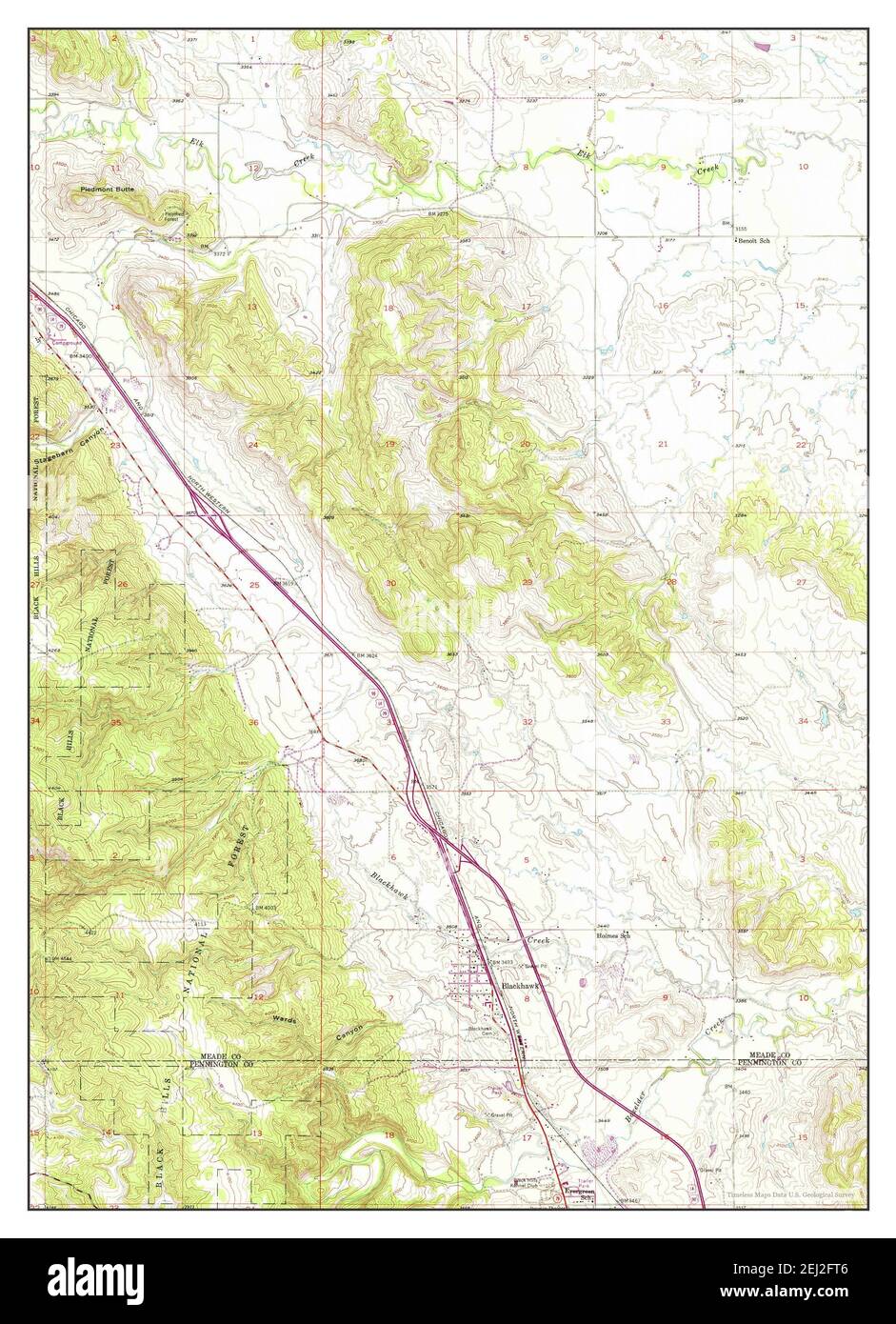 Blackhawk, South Dakota, map 1953, 124000, United States of America by