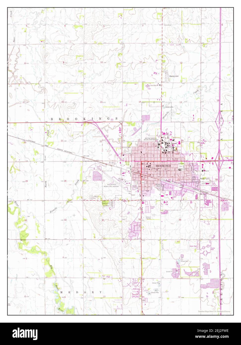 Brookings, South Dakota, map 1964, 124000, United States of America by