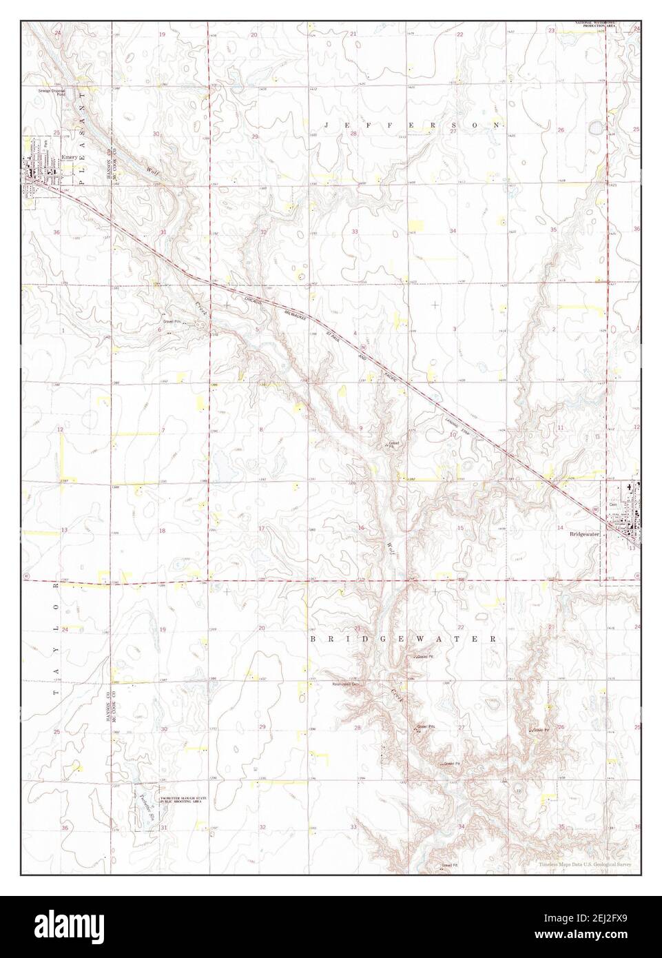 Bridgewater West, South Dakota, map 1973, 124000, United States of