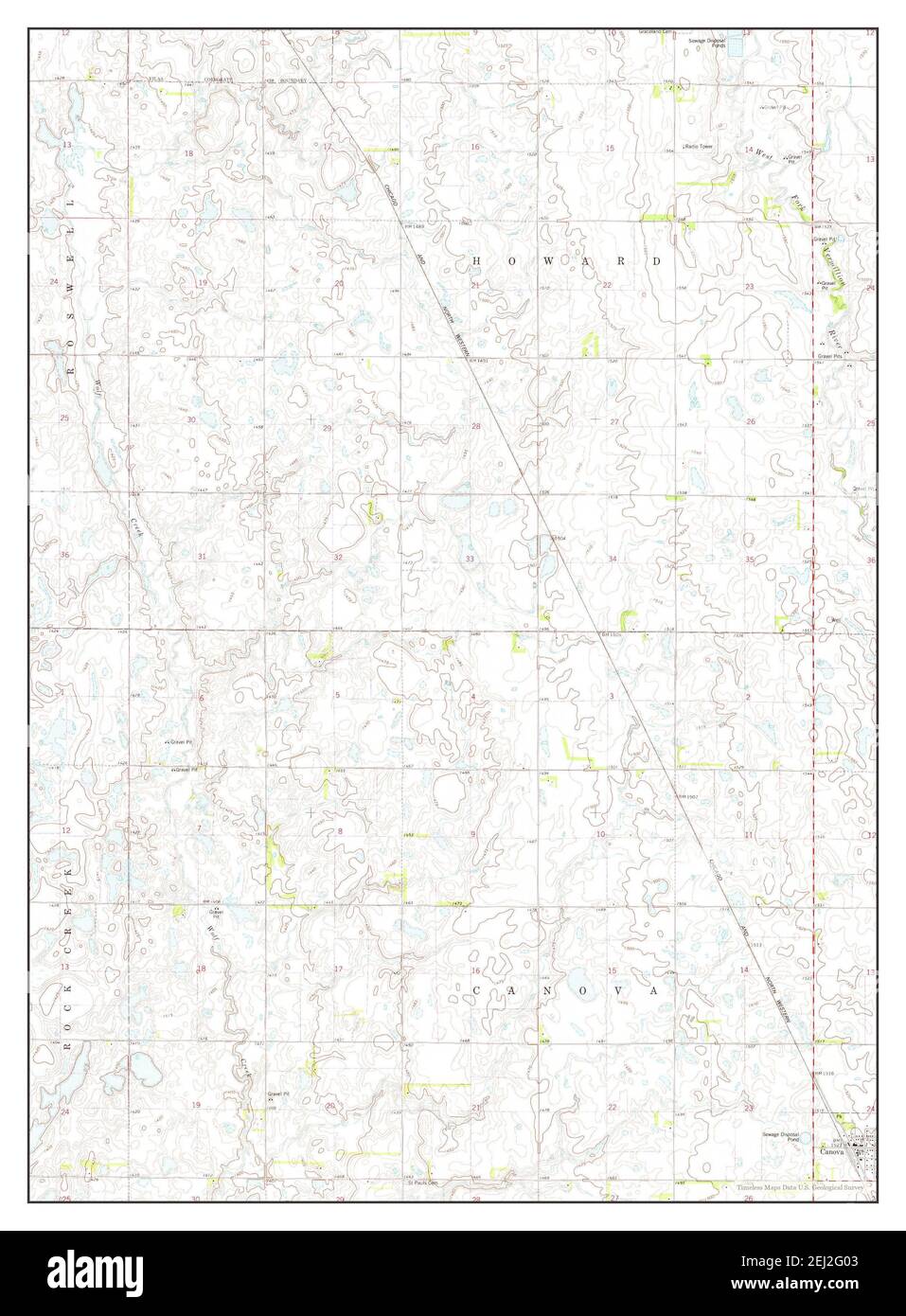 Canova West, South Dakota, map 1973, 124000, United States of America