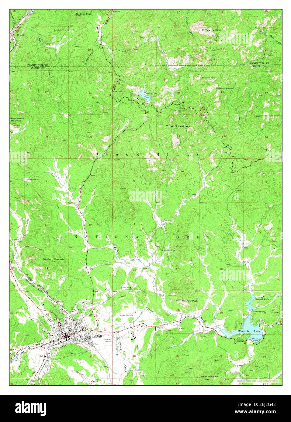 Custer, South Dakota, map 1954, 124000, United States of America by Timeless Maps, data U.S