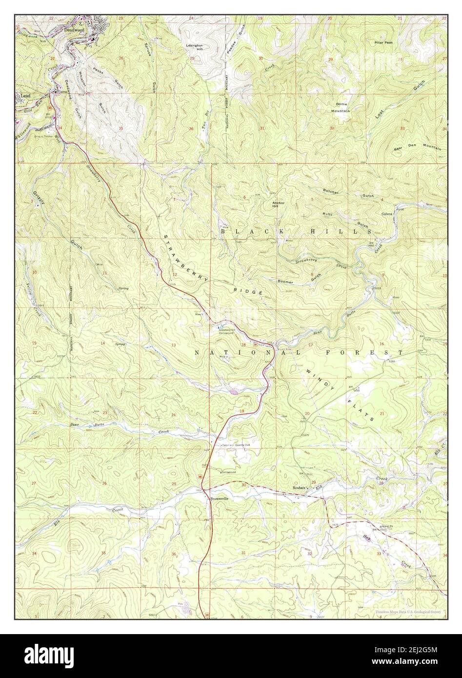 Deadwood South, South Dakota, map 1961, 124000, United States of